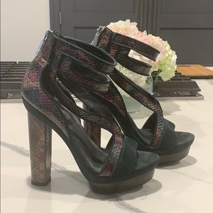 Rachel Zoe Payton Suede and snake Platform Heels 8